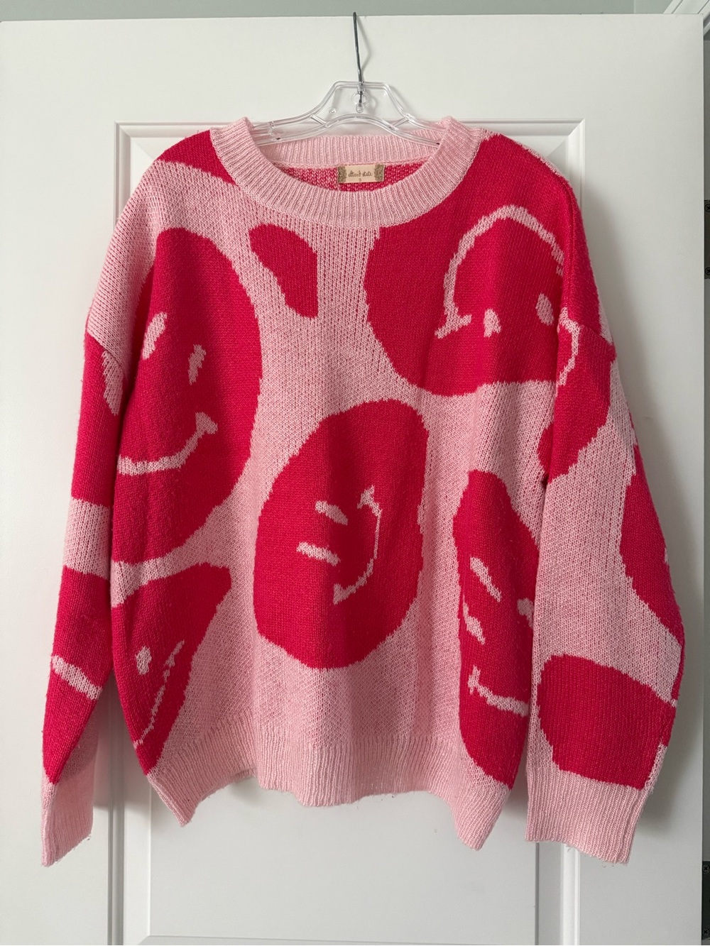 Altar'd State Pink Sweater with Red Smiley Motifs - Picture 3 of 7